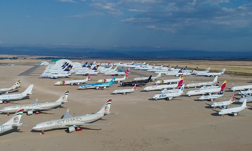 Das Flugzeuglagerungs- und Verwertungsunternehmen Tarmac Aerosave betreibt im französischen Tarbes und im spanischen Teruel (im Bild) Standplätze für Flugzeuge.