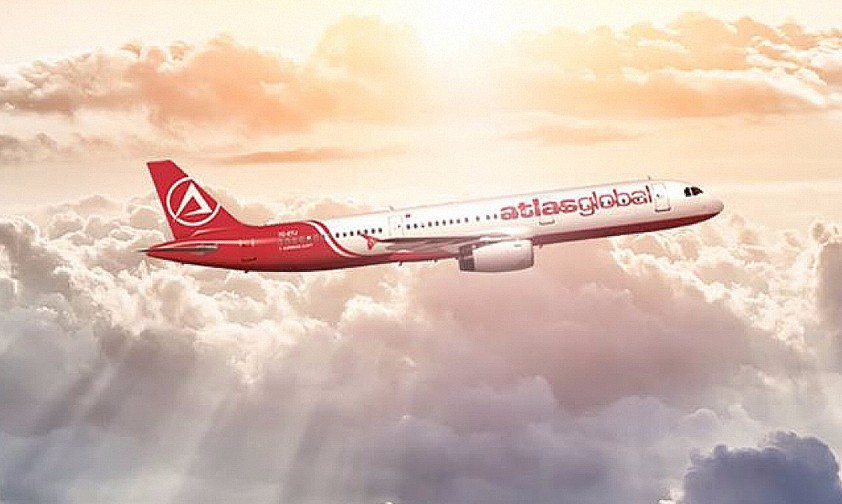 Werbung von Atlasglobal: Jetzt am Boden statt hoch hinaus.