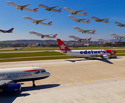 Flughafen in Zürich: Viel los.