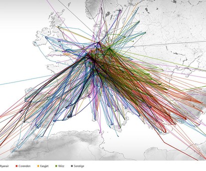 824 Routen boten Billigflieger ab Deutschland im Sommer 2022 an: Bitte klicken Sie auf das Bild, um es zu vergrößern und auch die Legende zu sehen.