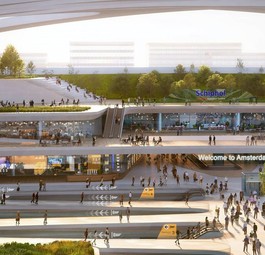 Mock-up of a future Hyperloop station at the airport in Amsterdam: The Royal Schiphol Group believes in technology.