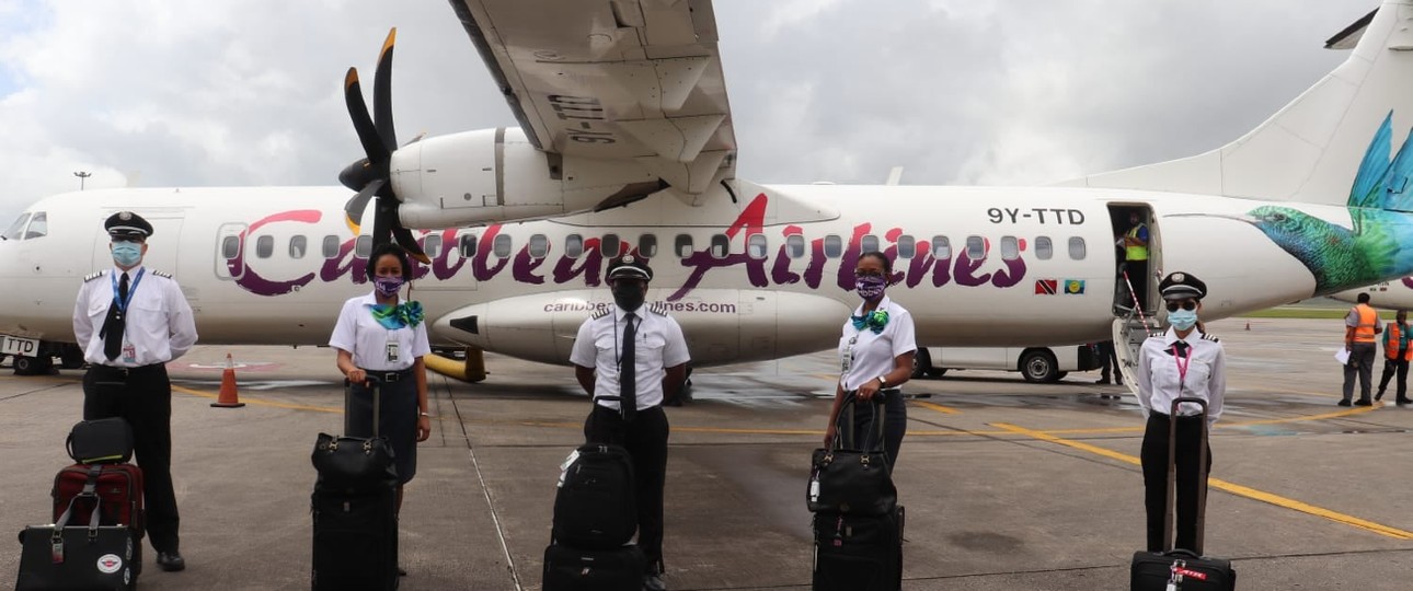 ATR 72 samt Crew von Caribbean Airlines: Nachschub kleiner als zuerst gedacht.