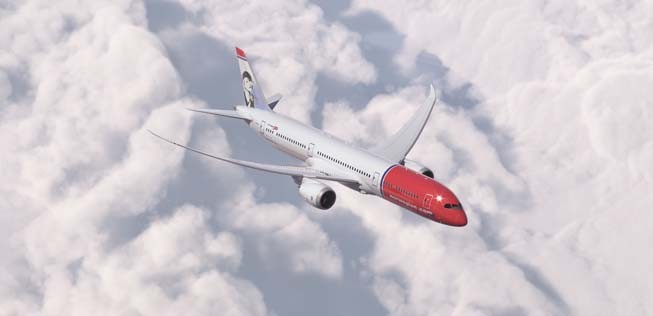 Dreamliner von Norwegian: Die Airline fliegt mit der Boeing 787 auf der Langstrecke.