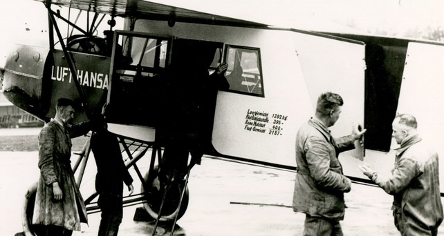 Eine Fokker F.II von Luft Hansa: Das Modell des ersten Fluges.