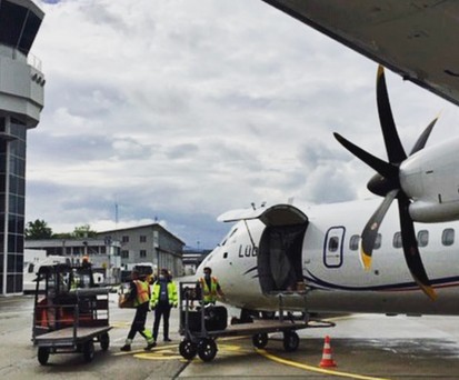 ATR 72 von Lübeck Air in Bern: Neue Destination.