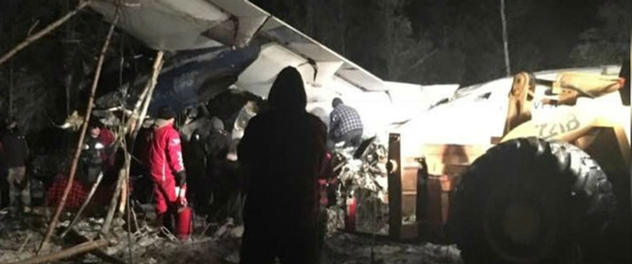 Die Unfallstelle: Das Flugzeugwrack liegt im Wald.