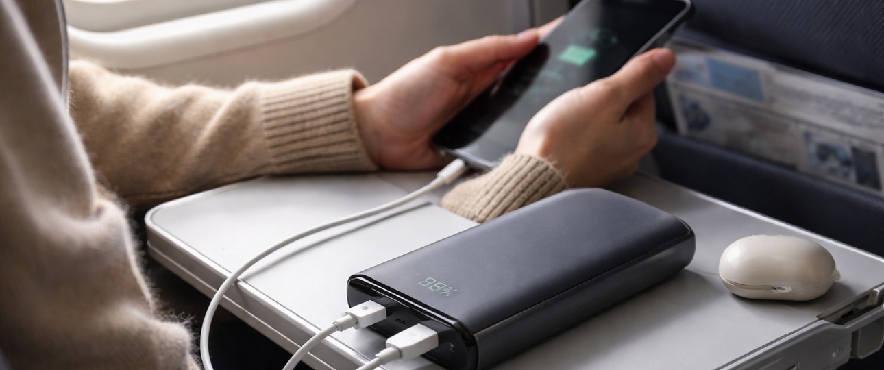 Powerbank im Flugzeug: Heikel.
