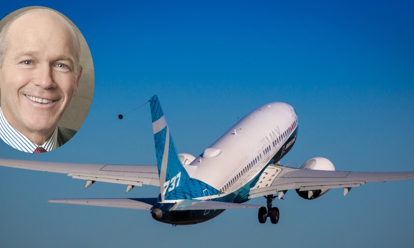 Boeing-Chef David Calhoun und eine 737 Max: Viele Herausforderungen.