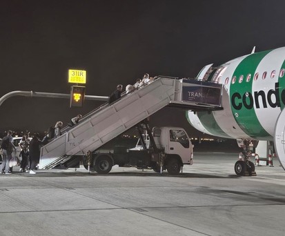 Ein Airbus A321 Neo am 6. März in Muscat: Condor für im Auftrag der Bundesregierung Rückholflüge durch.