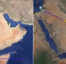 Flug von Tel Aviv Richtung Bangkok: Auf der neuen Route (links) und der alten.