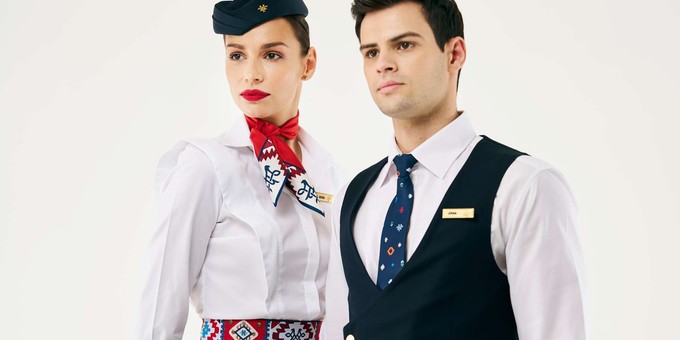 Neue Uniformen für das Air-Serbia-Personal: Das Design soll traditionelle serbische Symboliken aufnehmen.