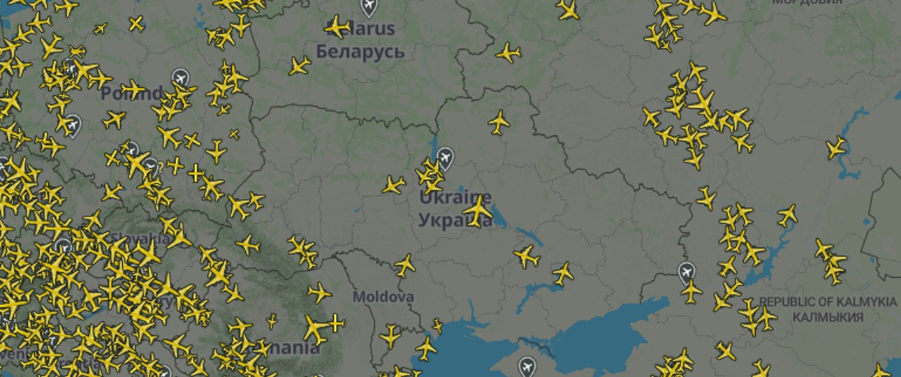 Luftraum über der Ukraine am Dienstag um 11:22 Uhr: Nicht ganz leer.