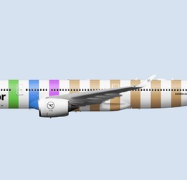 Wir haben am Computer visualisiert, wie ein bunter Condor-Jet aussehen könnte.