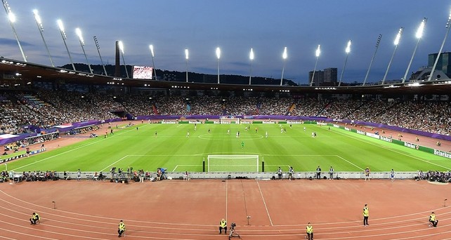 Stadion im Letzigrund in Zürich: Eines der Stadien der UEFA Frauenfußball-EM 2025.