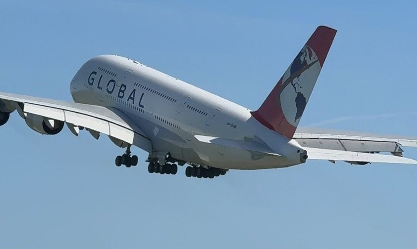 Der Airbus A380 von Global Airlines auf einem Foto aus dem Jahr 2025: War schon lange nicht mehr in der Luft.