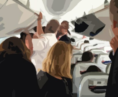 Flugzeugkabine: Eine Ansteckung über die Luft ist unwahrscheinlich.