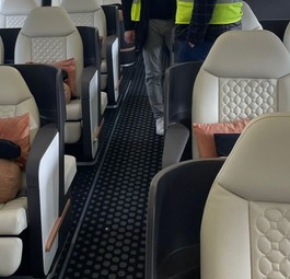 Die Kabine des Airbus A319 von Beond bei einer Besichtigung in Zürich: Die Sitze ...