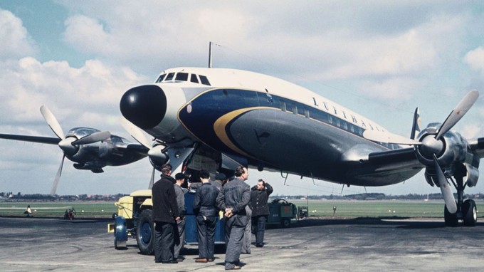 Historisches Bild einer Lockheed L-1649A Super Star von Lufthansa: Damit ging es Ende der 1950er-Jahre Richtung Nordamerika.