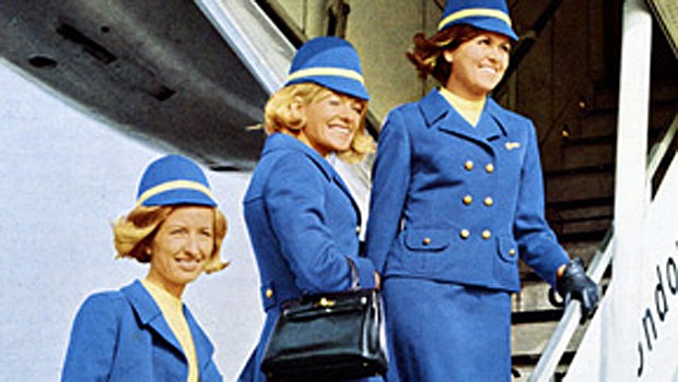 Die neue Uniform, die Anfang der Siebzigerjahre eingeführt wurde. Die goldenen Knöpfe stachen auf dem hellen Blau besonders hervor.