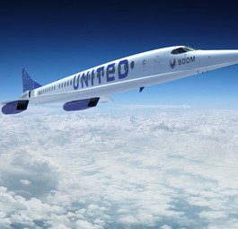Boom Overture in den Farben von United: Newark - Frankfurt in vier Stunden.