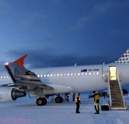 Airbus A319 ACJ auf dem Phoenix Airfield der McMurdo-Station: Antarktisflug.