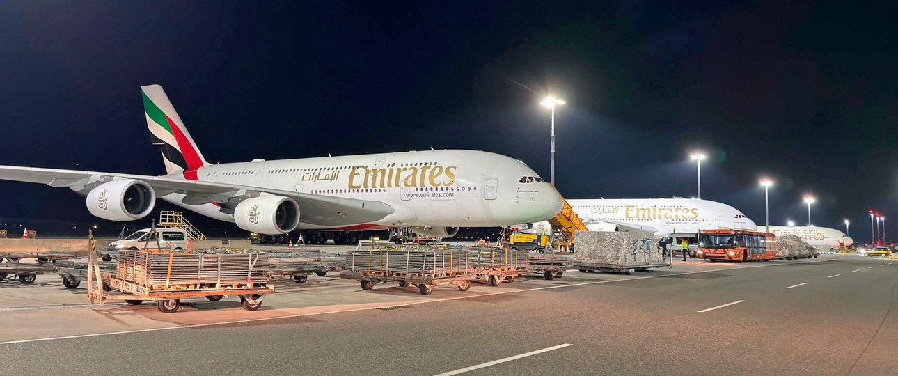 Die drei Airbus A380 von Emirates landeten außerplanmäßig in Wien.