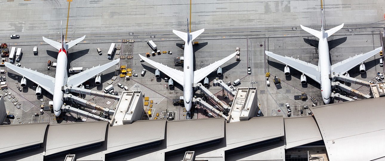 Tom Bradley International Terminal, LAX: An kaum einem Ort sieht man so viele verschiedene A380 und 747.