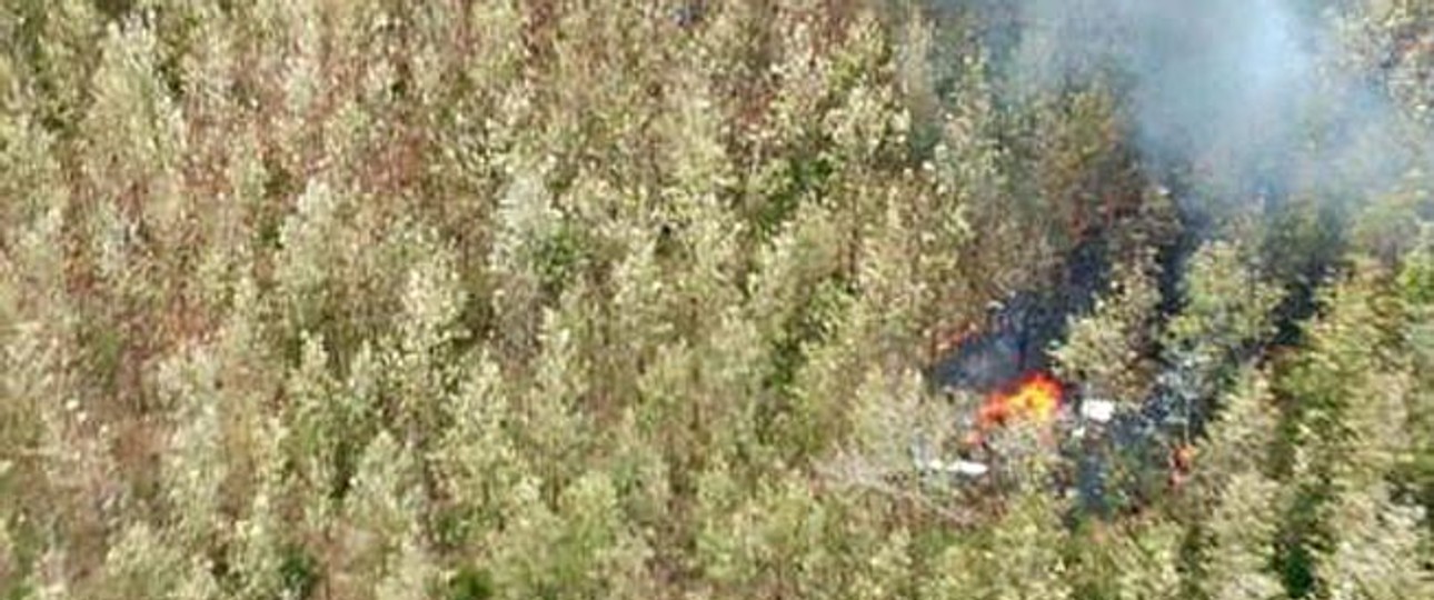 Die Absturzstelle in Costa Rica: Das Wrack ist ausgebrannt.