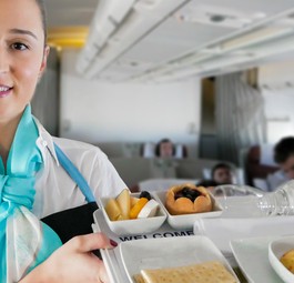 So sieht die plastikfreie Version des Business-Class-Menüs aus...
