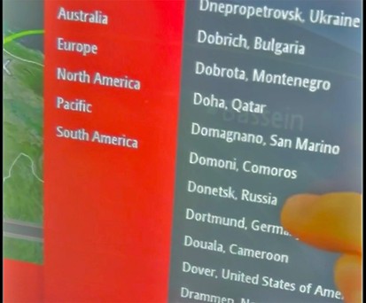 Donetsk, Russland: Bei Emirates ist die Stadt falsch zugeteilt.