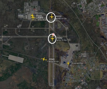 Gefährlich nahe: 737 Max und 757, weiß eingekreist.