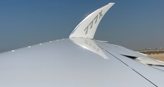 Boeing 777X: Die klappbaren Flügelspitzen sind eine der Neuheiten.