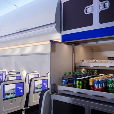Kabine des Airbus A321 XLR von United: Bald nach Toulouse unterwegs. 