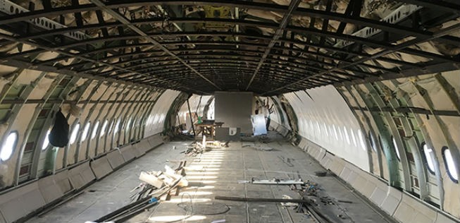 Das Flugzeug von innen.