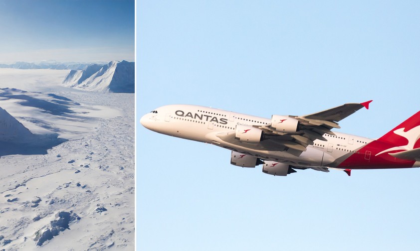 Antarktis und Airbus A380 von Qantas: Chancen auf einen ganz besonderen Ausblick.