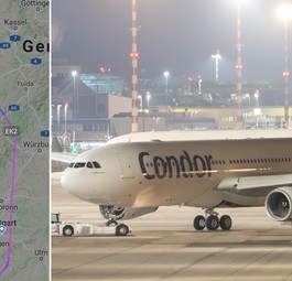 Der Airbus A330-200 rechts, seine Flugroute am 5. Januar 2022 links: Gute Nachricht für Condor.