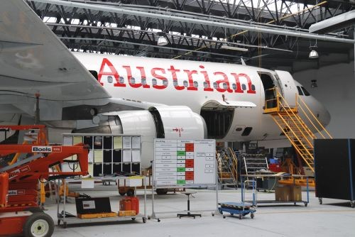 Austrian Airlines Airbus in der Wartung