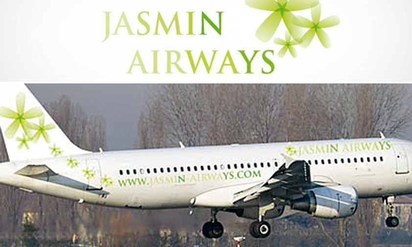 Logo und Flieger in den Farben von Jasmin: Auf dem Flughafen in Enfidha plante die Charterairline ihre Basis.