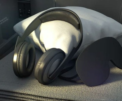 Das Amenity Kit in der Premium Economy von American Airlines wirkt gediegen und großzügig.