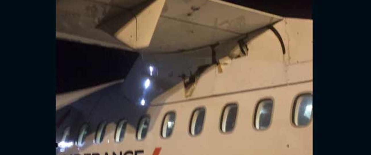 Die ATR 42 nach der Landung: Unschöner Anblick.