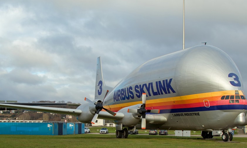 Super Guppy: Ein Exemplar ist bei Airbus in Hamburg ausgestellt.
