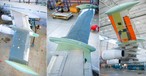 Flügel des umgebauten A340: Die äußeren Bereiche wurden durch Laminar-Konstruktionen ersetzt. Diese sind...