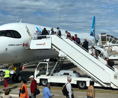 Air Transat fliegt fliegt seit einigen Monaten mit Airbus A321 LR: Einsteigen in Basel.