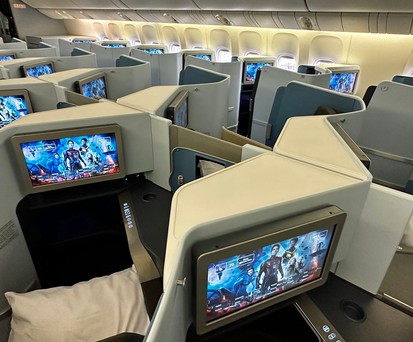 Die neue Business-Kabine von KLM in den Boeing 777.