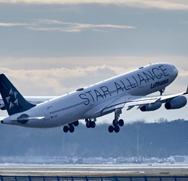 Lufthansa-Jet in Star-Alliance-Bemalung: Abflug.