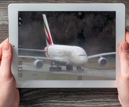 tablet webcam airbus a380 emirates zuerich