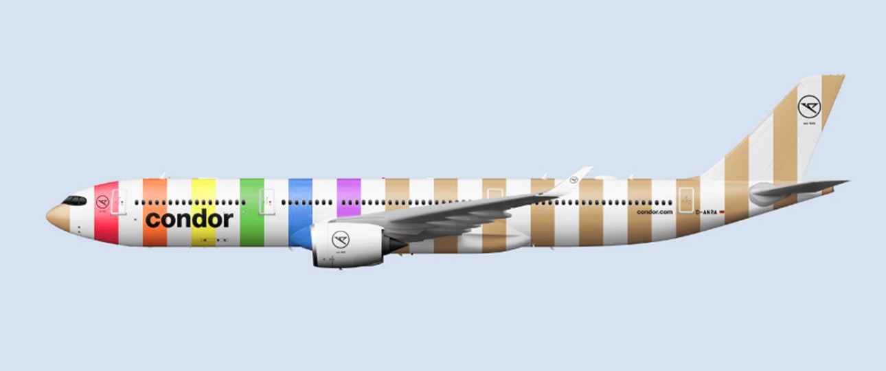 Wir haben am Computer visualisiert, wie ein bunter Condor-Jet aussehen könnte.