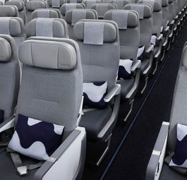 Economy Class im Airbus A350 von Finnair: Hier noch mit Kissen.