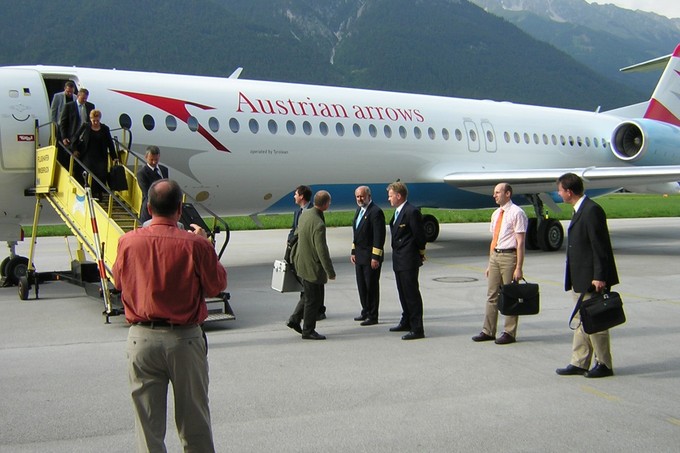 Ankunft der ersten Fokker 100 in Innsbruck.