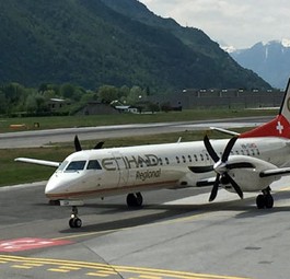 Saab 2000 von Darwin in Sion: Bald für Powdair unterwegs.